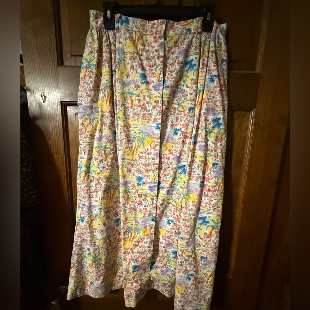 Vintage tropical print set skirt top size 14 Doncaster - Picture 5 of 6